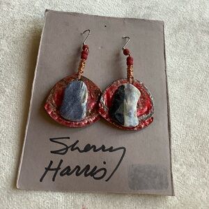 Handcrafted Red Mixed-Stone Drop Earrings by Native Artist Sherry Harris